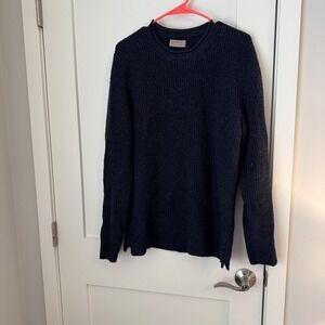 Falconeri Mens Navy Blue Ribbed Flecked Crewneck Sweater Made in Italy XL 52